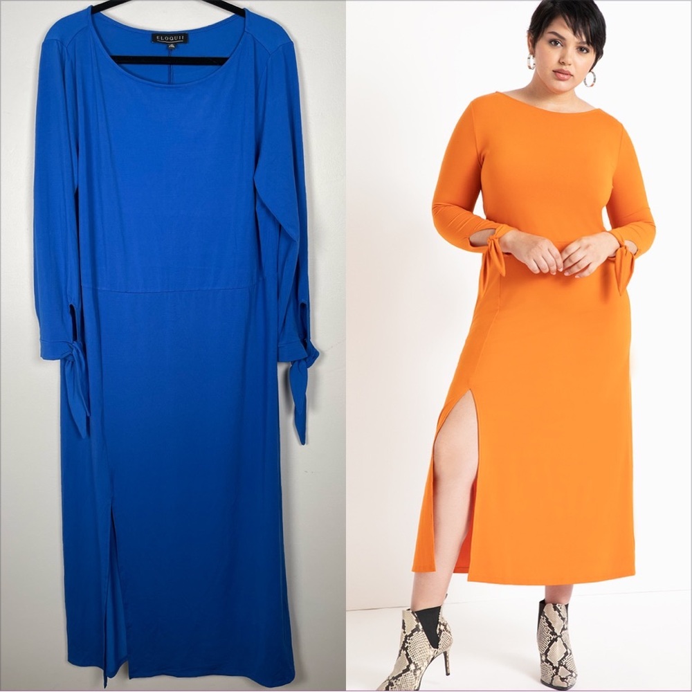NWT Eloquii Tie Sleeve Midi Dress in Royal Blue